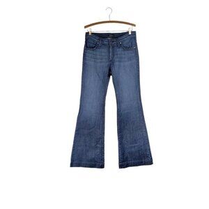 James Jeans Humphrey Wide Flare Leg Mid Rise Dry Aged Denim Dark Blue Size 31